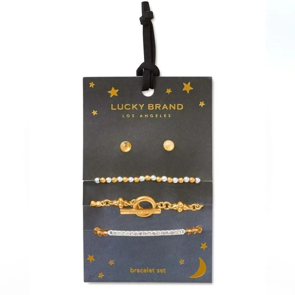 Lucky Brand Two-Tone Crystal,Bead & Gemstone 3-Pc. Bracelet&Stud Earring Set - Picture 1 of 5